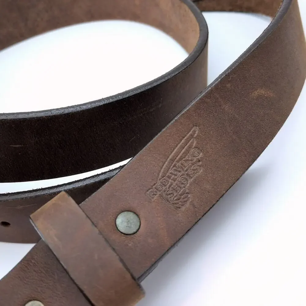 Red Wing Shoes Men's Belt Soft Leather Brown Brass Buckle Size 44 - Style 96554